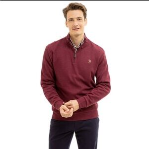 US Polo Assn Mens Maroon Quarter Zip Sweater XL 113352Z5 Long Sleeve Pullover